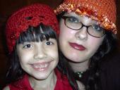 My daughters showing off their handmade crocheted hats